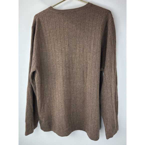 Apt. 9 Cashmere V-Neck Ribbed Sweater Brown Long Sleeve Pullover Men's Size XL - Picture 6 of 12
